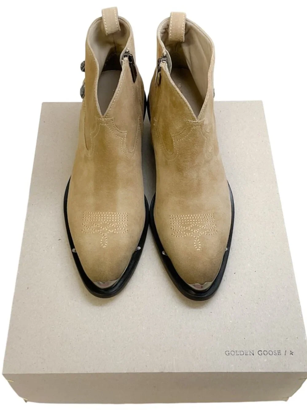 Golden Goose Deluxe Brand Tan Suede Patty Western Ankle Booties - Picture 6 of 9